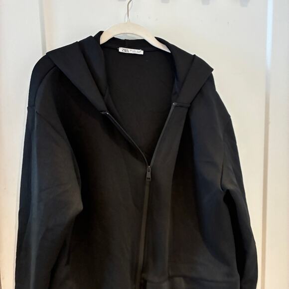 Zara Black Oversized Hooded Parka Large 4087/358/800 - Picture 4 of 11